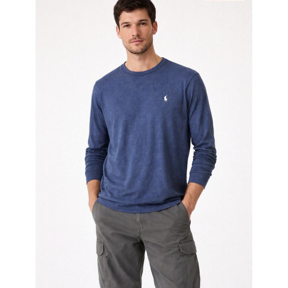 Polo Ralph Lauren Classic Fit Long Sleeve T-Shirt Men's L 100% Cotton Navy Blue
